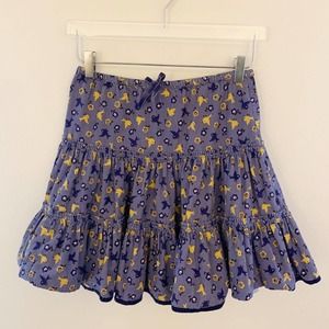 Mini Boden Fine Cord Bird Floral Twirl Skirt Girls Size 7 through 8 years
